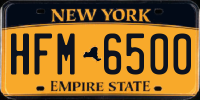 NY license plate HFM6500