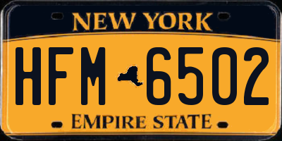 NY license plate HFM6502
