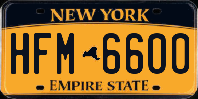 NY license plate HFM6600