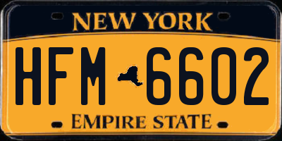 NY license plate HFM6602