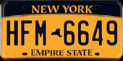 NY license plate HFM6649