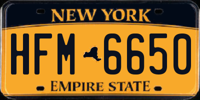 NY license plate HFM6650