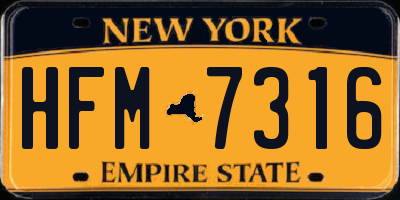 NY license plate HFM7316