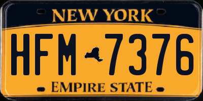 NY license plate HFM7376