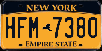 NY license plate HFM7380