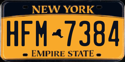 NY license plate HFM7384