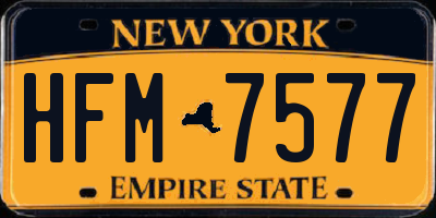 NY license plate HFM7577