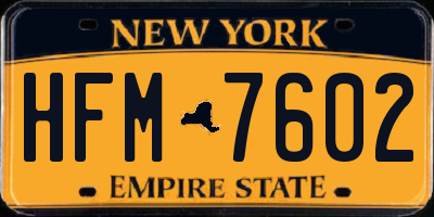 NY license plate HFM7602
