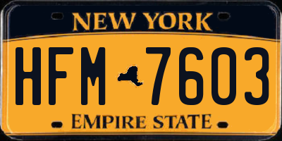 NY license plate HFM7603