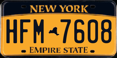 NY license plate HFM7608
