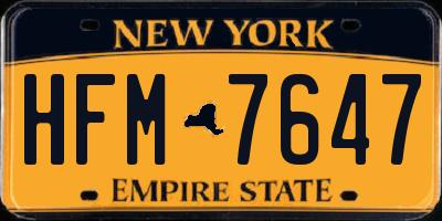 NY license plate HFM7647