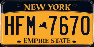 NY license plate HFM7670