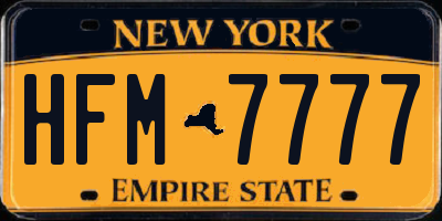 NY license plate HFM7777