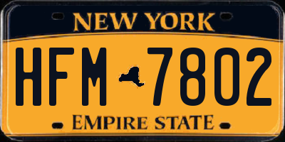 NY license plate HFM7802