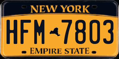 NY license plate HFM7803