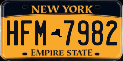 NY license plate HFM7982