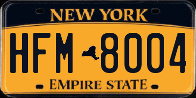 NY license plate HFM8004