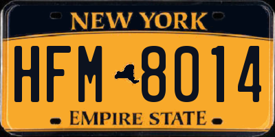 NY license plate HFM8014
