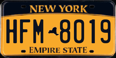 NY license plate HFM8019