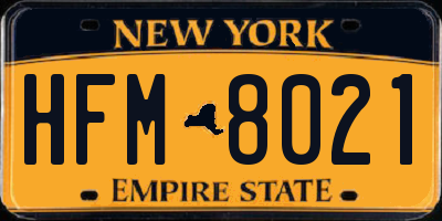 NY license plate HFM8021