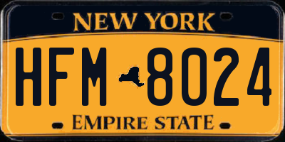 NY license plate HFM8024