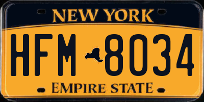 NY license plate HFM8034