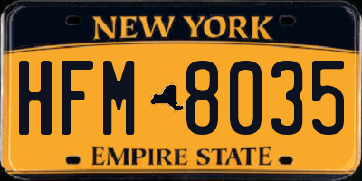 NY license plate HFM8035