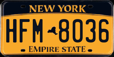 NY license plate HFM8036