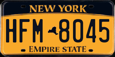 NY license plate HFM8045
