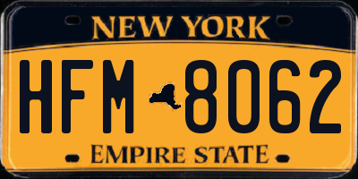 NY license plate HFM8062