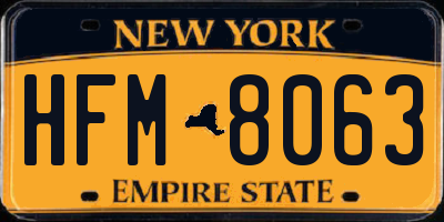 NY license plate HFM8063