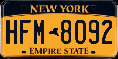 NY license plate HFM8092