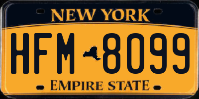 NY license plate HFM8099