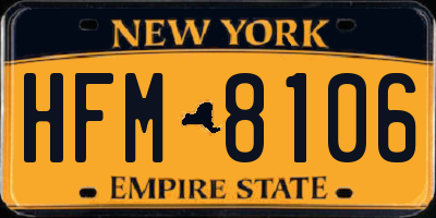NY license plate HFM8106