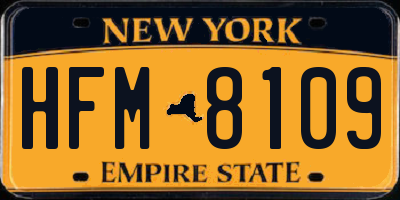 NY license plate HFM8109