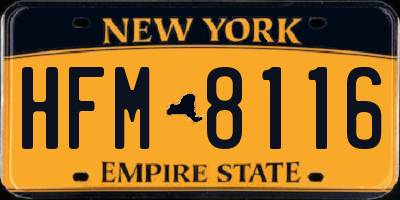 NY license plate HFM8116