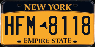 NY license plate HFM8118