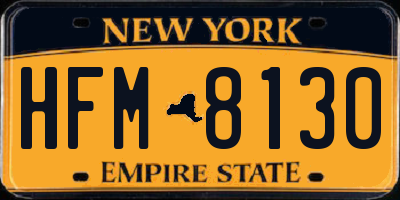 NY license plate HFM8130