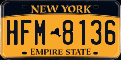 NY license plate HFM8136