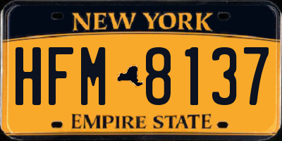 NY license plate HFM8137
