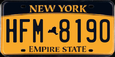 NY license plate HFM8190