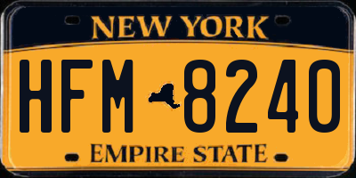 NY license plate HFM8240