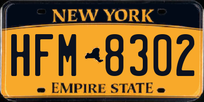 NY license plate HFM8302