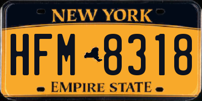 NY license plate HFM8318