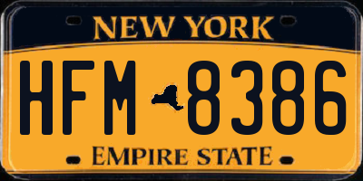 NY license plate HFM8386