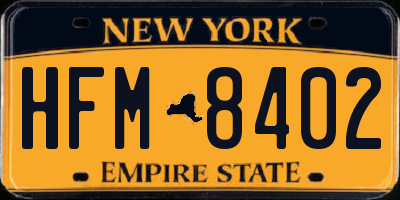 NY license plate HFM8402