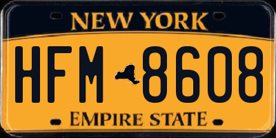 NY license plate HFM8608