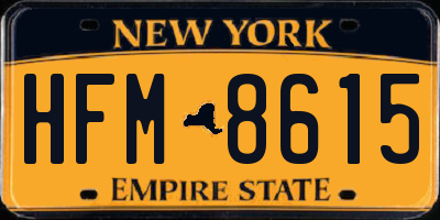 NY license plate HFM8615
