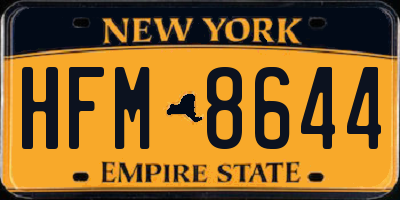 NY license plate HFM8644