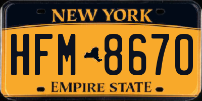 NY license plate HFM8670